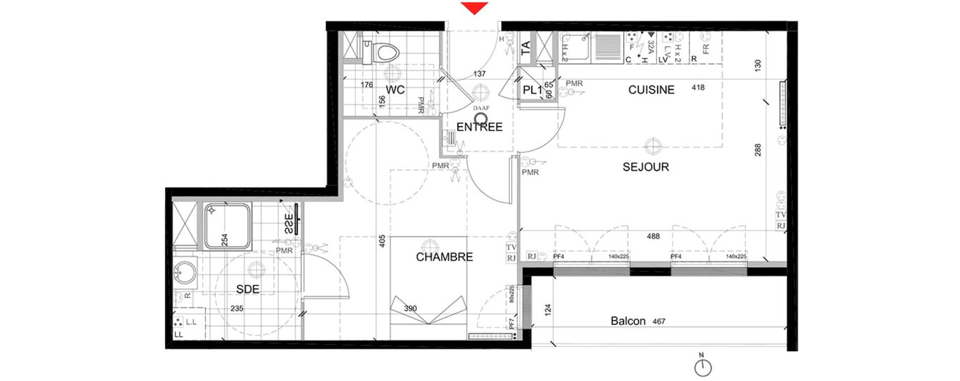 Appartement T2 de 44,92 m2 &agrave; Mont&eacute;vrain Centre