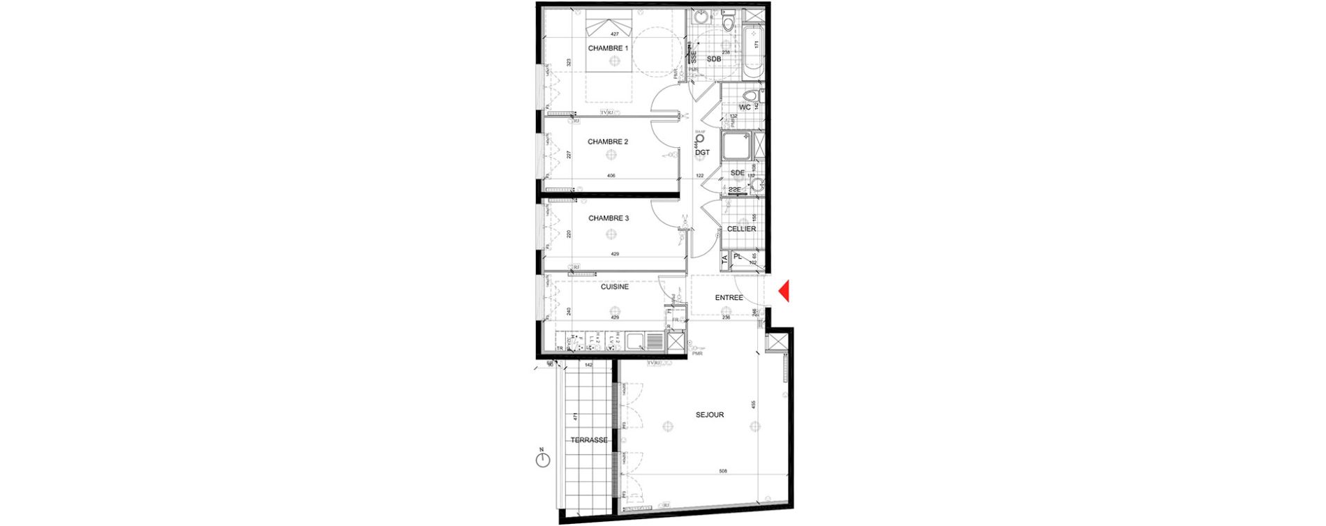 Appartement T4 de 89,25 m2 &agrave; Mont&eacute;vrain Centre