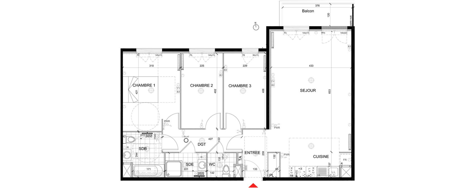 Appartement T4 de 83,90 m2 &agrave; Mont&eacute;vrain Centre