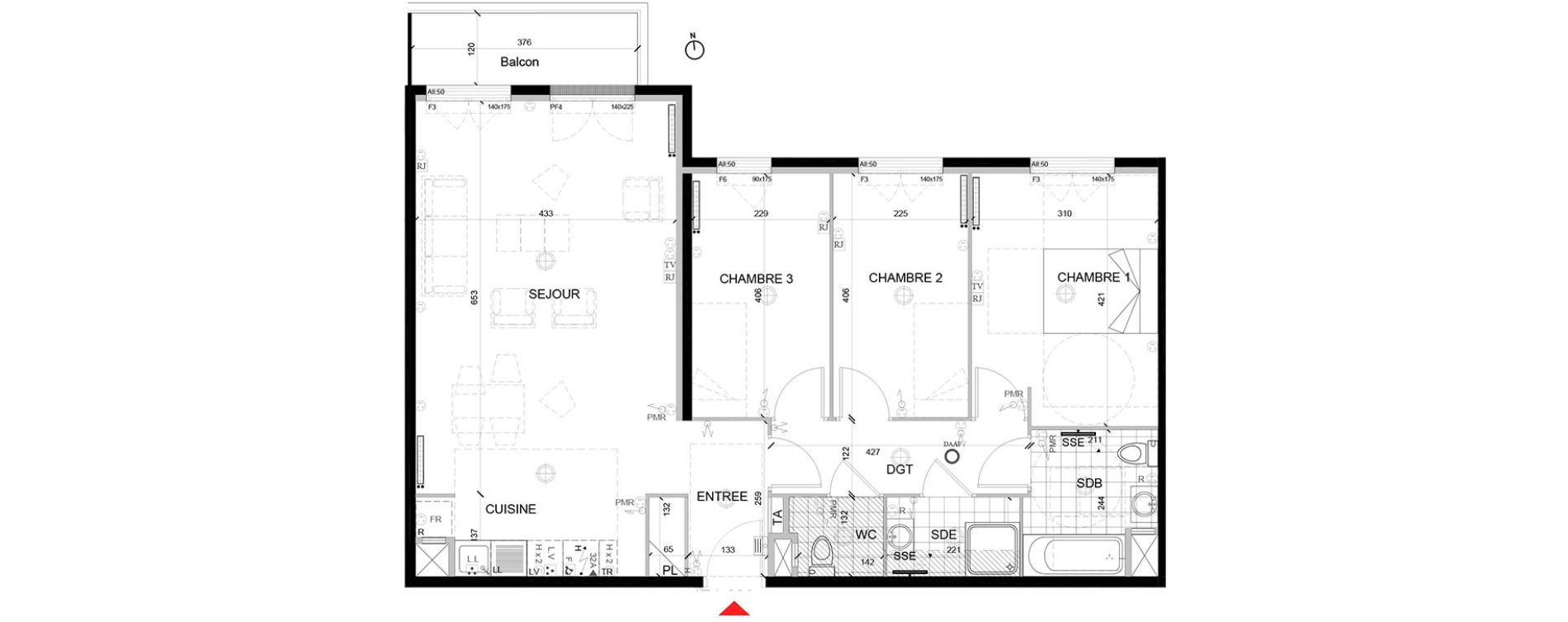 Appartement T4 de 83,88 m2 &agrave; Mont&eacute;vrain Centre