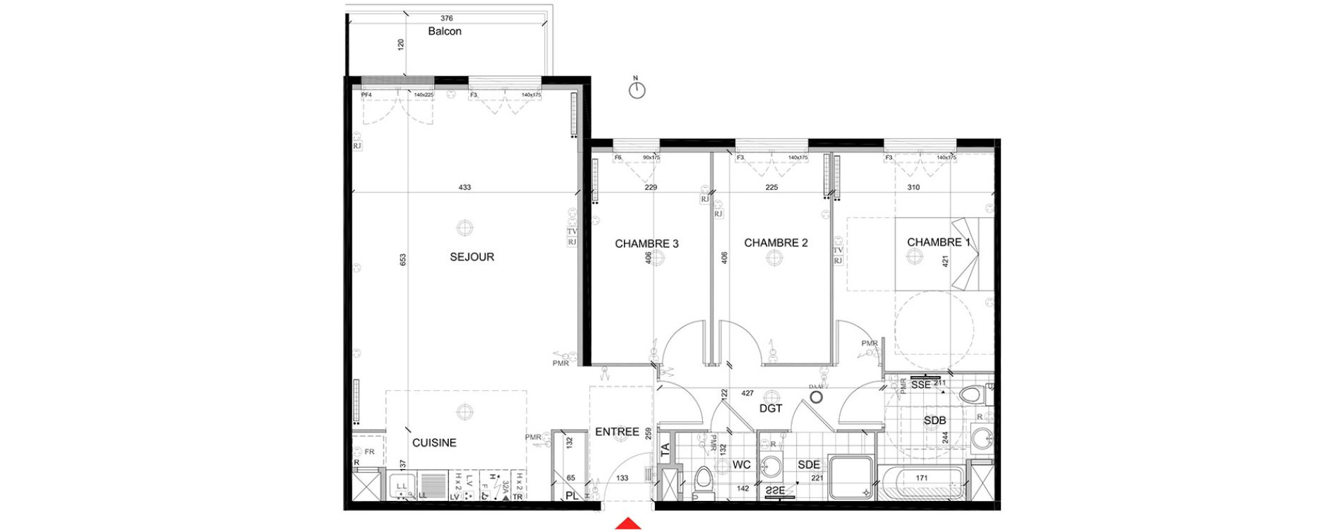 Appartement T4 de 83,88 m2 &agrave; Mont&eacute;vrain Centre
