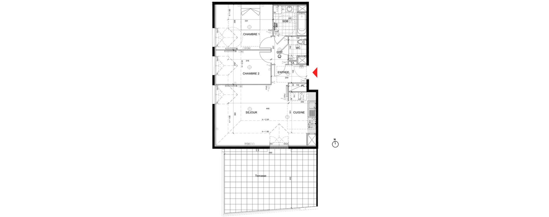 Appartement T3 de 60,39 m2 &agrave; Mont&eacute;vrain Centre