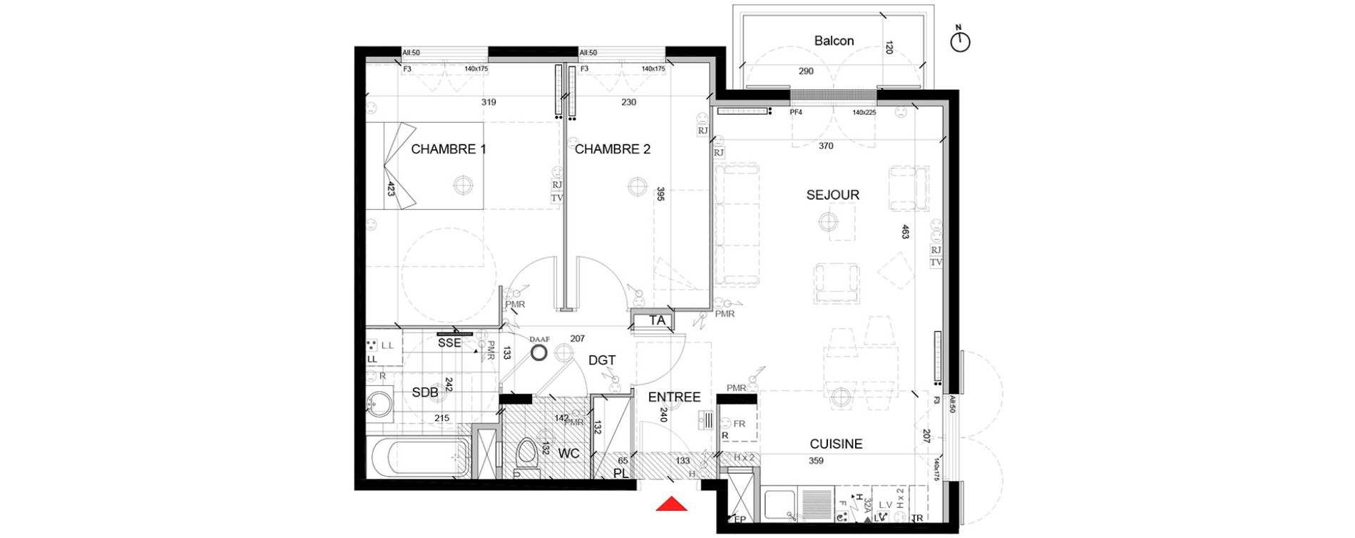 Appartement T3 de 59,79 m2 &agrave; Mont&eacute;vrain Centre