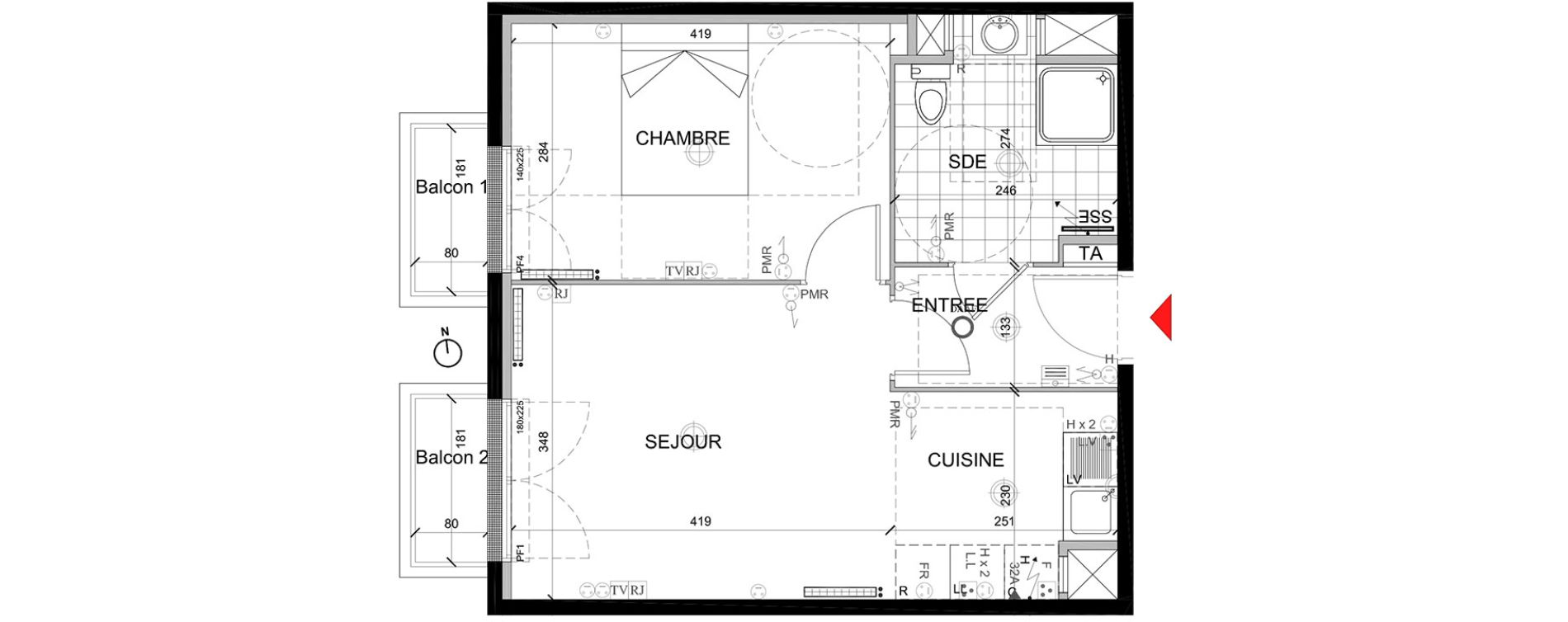 Appartement T2 de 41,10 m2 &agrave; Mont&eacute;vrain Centre