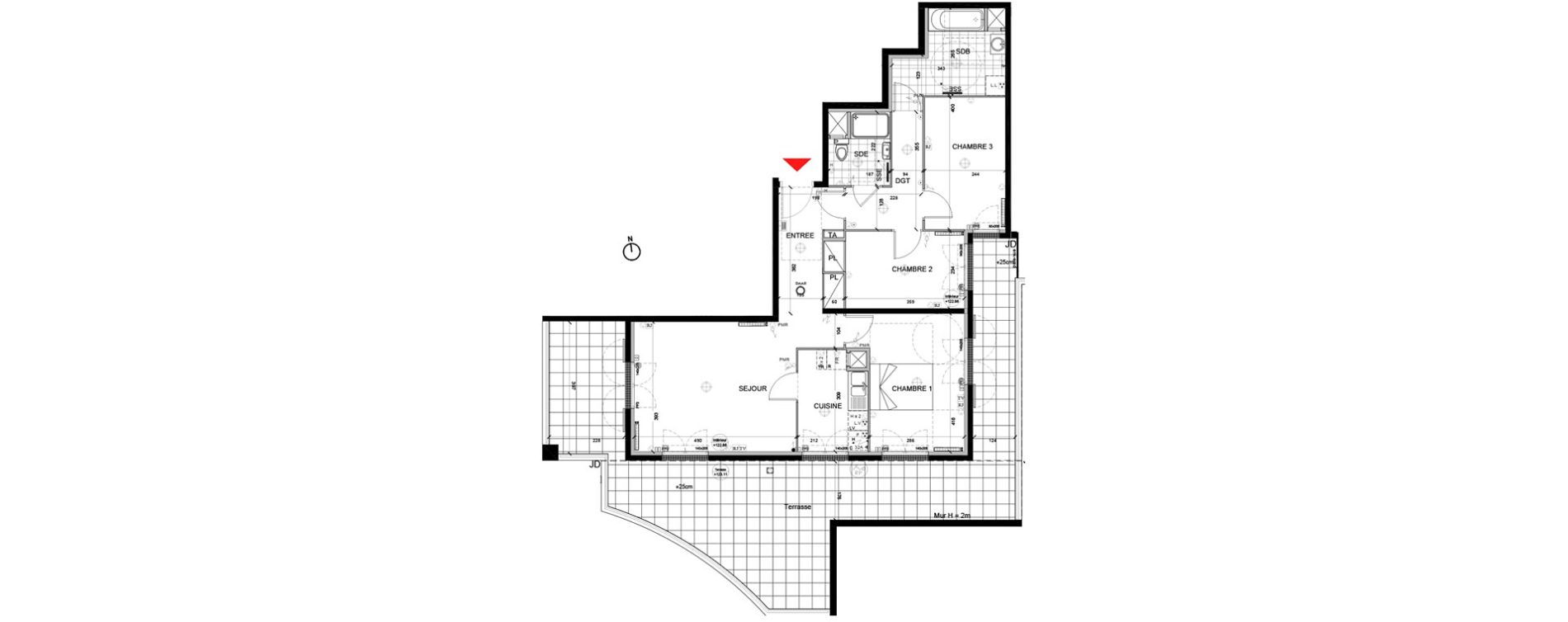 Appartement T4 de 81,24 m2 &agrave; Mont&eacute;vrain Centre