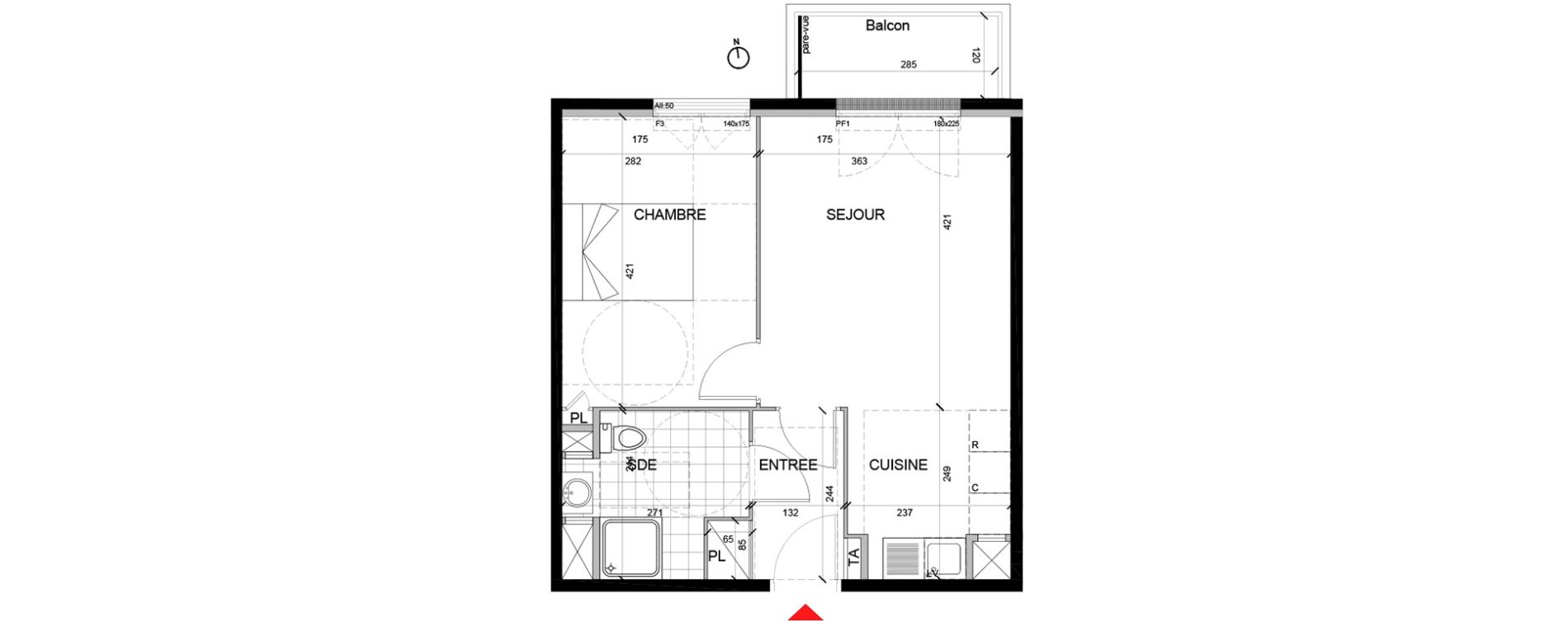 Appartement T2 de 41,48 m2 &agrave; Mont&eacute;vrain Centre