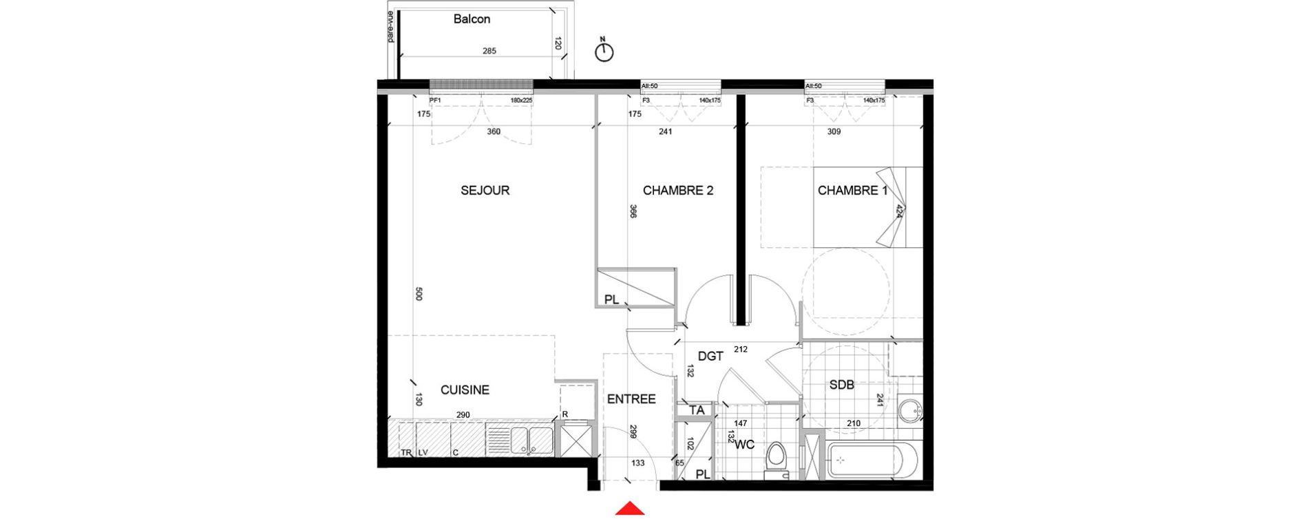 Appartement T3 de 58,23 m2 &agrave; Mont&eacute;vrain Centre