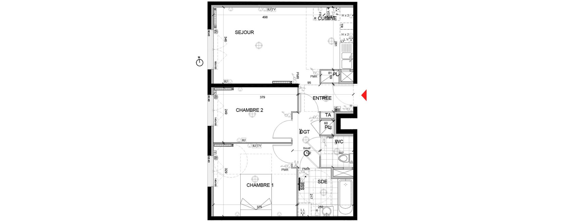 Appartement T3 de 55,92 m2 &agrave; Mont&eacute;vrain Centre
