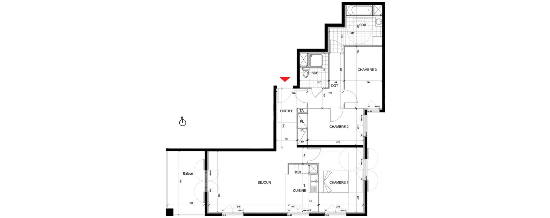 Appartement T4 de 81,35 m2 &agrave; Mont&eacute;vrain Centre