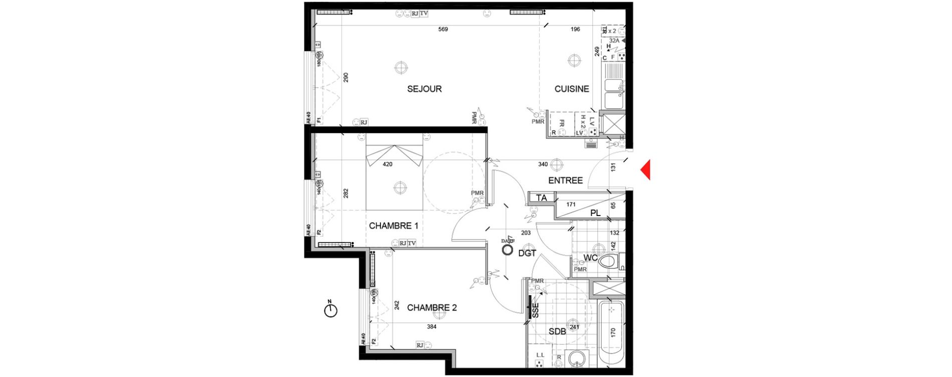 Appartement T3 de 59,98 m2 &agrave; Mont&eacute;vrain Centre