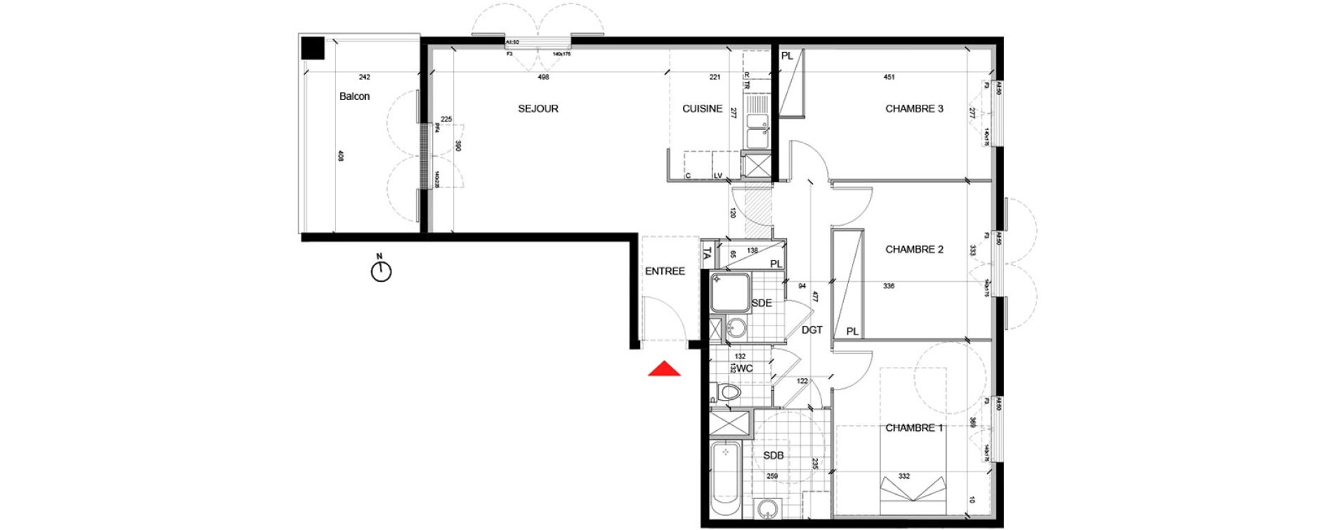 Appartement T4 de 82,16 m2 &agrave; Mont&eacute;vrain Centre