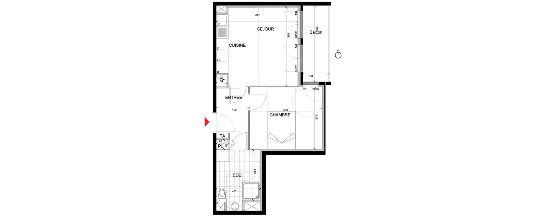 Appartement T2 de 38,59 m2 &agrave; Mont&eacute;vrain Centre