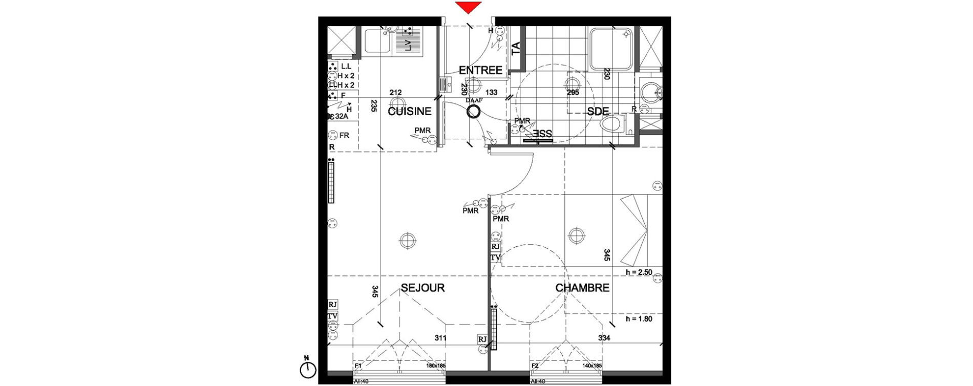 Appartement T2 de 38,55 m2 &agrave; Mont&eacute;vrain Centre