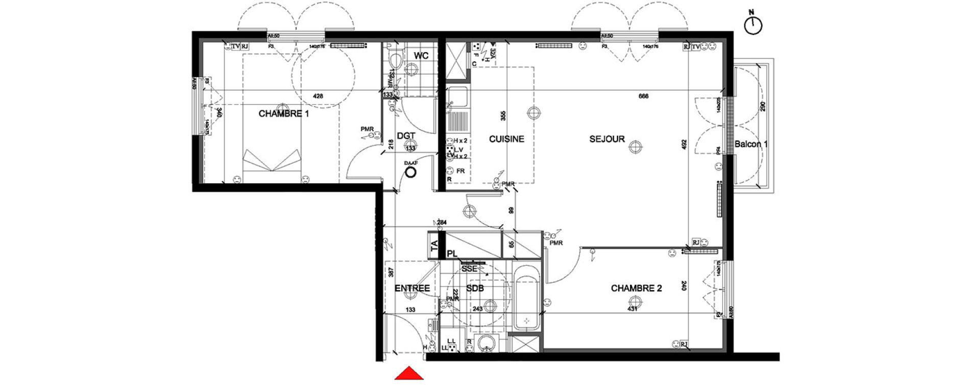 Appartement T3 de 72,34 m2 &agrave; Mont&eacute;vrain Centre