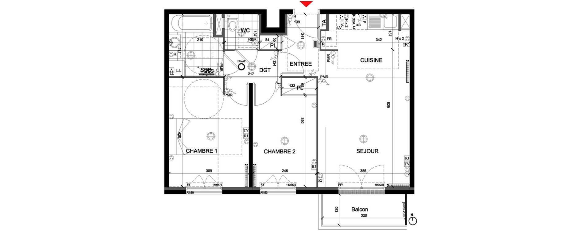 Appartement T3 de 59,24 m2 &agrave; Mont&eacute;vrain Centre