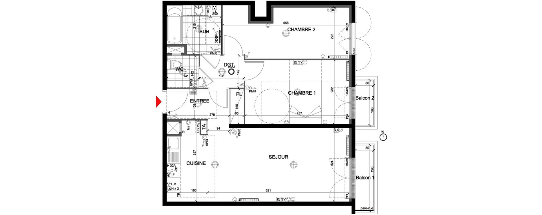 Appartement T3 de 64,95 m2 &agrave; Mont&eacute;vrain Centre