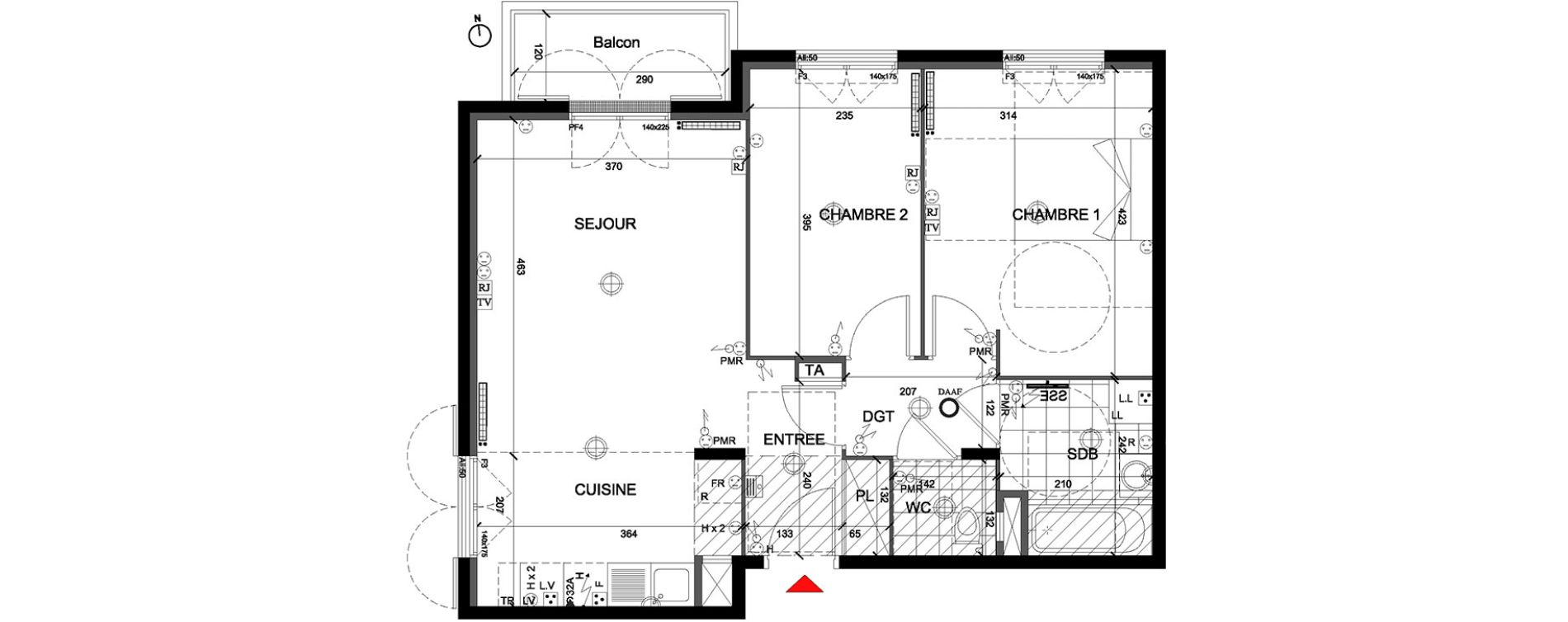 Appartement T3 de 59,91 m2 &agrave; Mont&eacute;vrain Centre