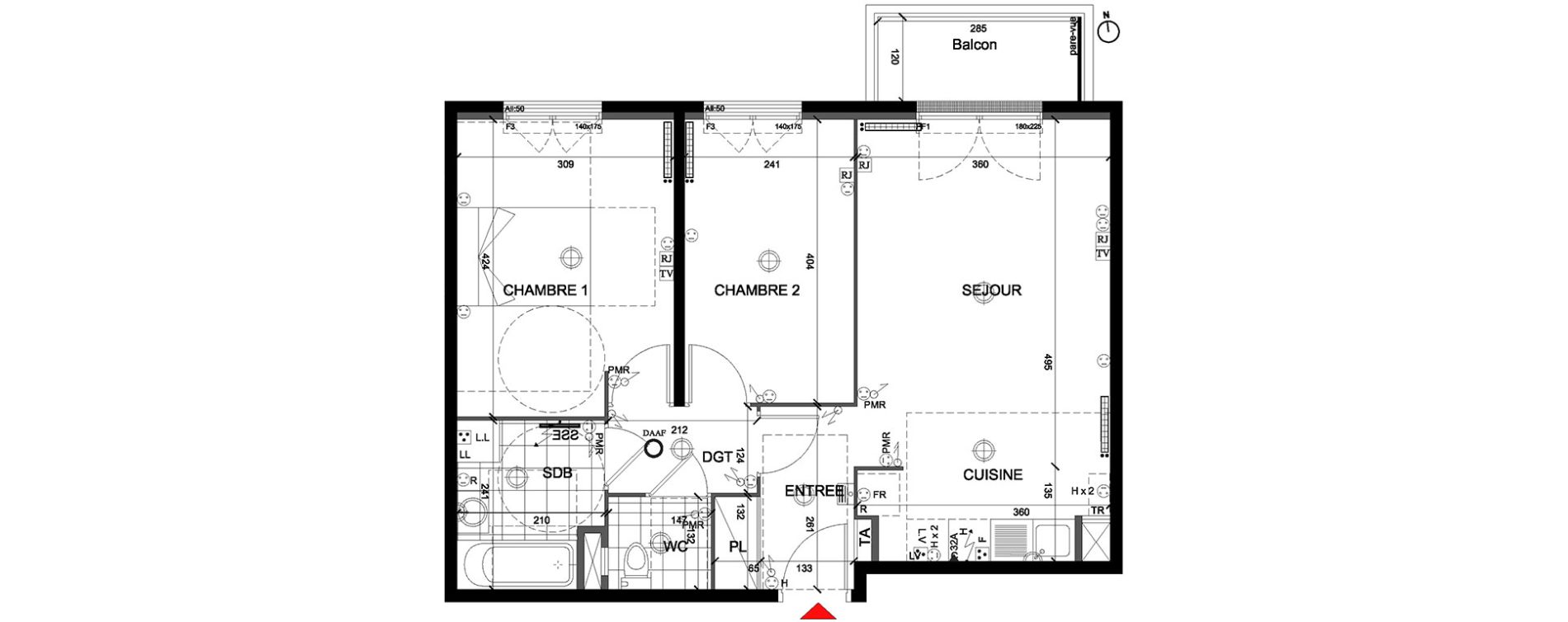 Appartement T3 de 58,40 m2 &agrave; Mont&eacute;vrain Centre
