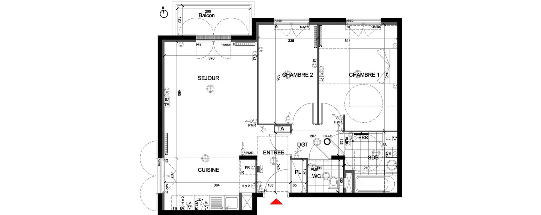Appartement T3 de 59,91 m2 &agrave; Mont&eacute;vrain Centre