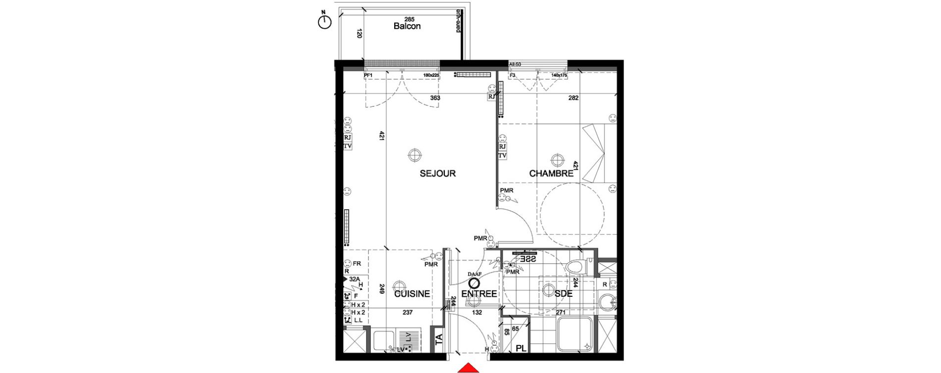 Appartement T2 de 41,50 m2 &agrave; Mont&eacute;vrain Centre