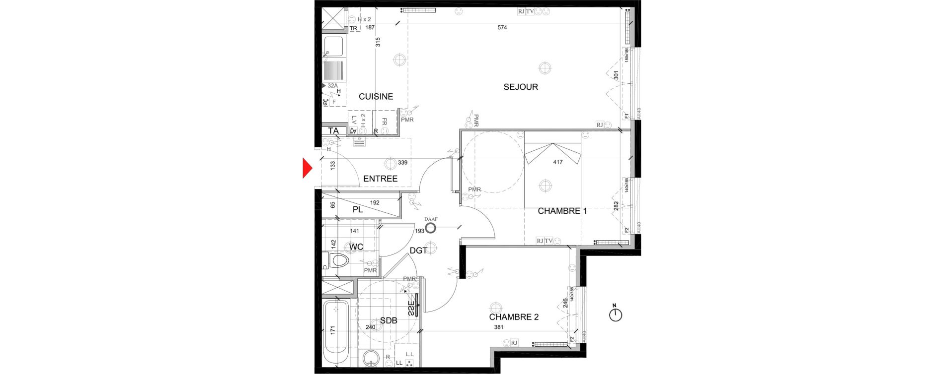 Appartement T3 de 60,42 m2 &agrave; Mont&eacute;vrain Centre