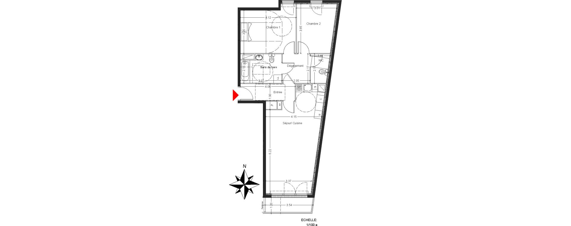 Appartement T3 de 70,72 m2 &agrave; Mont&eacute;vrain Centre