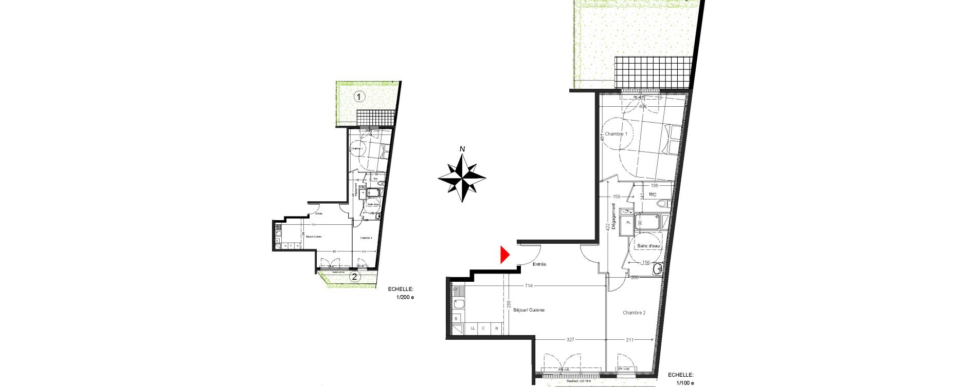 Appartement T3 de 68,99 m2 &agrave; Mont&eacute;vrain Centre