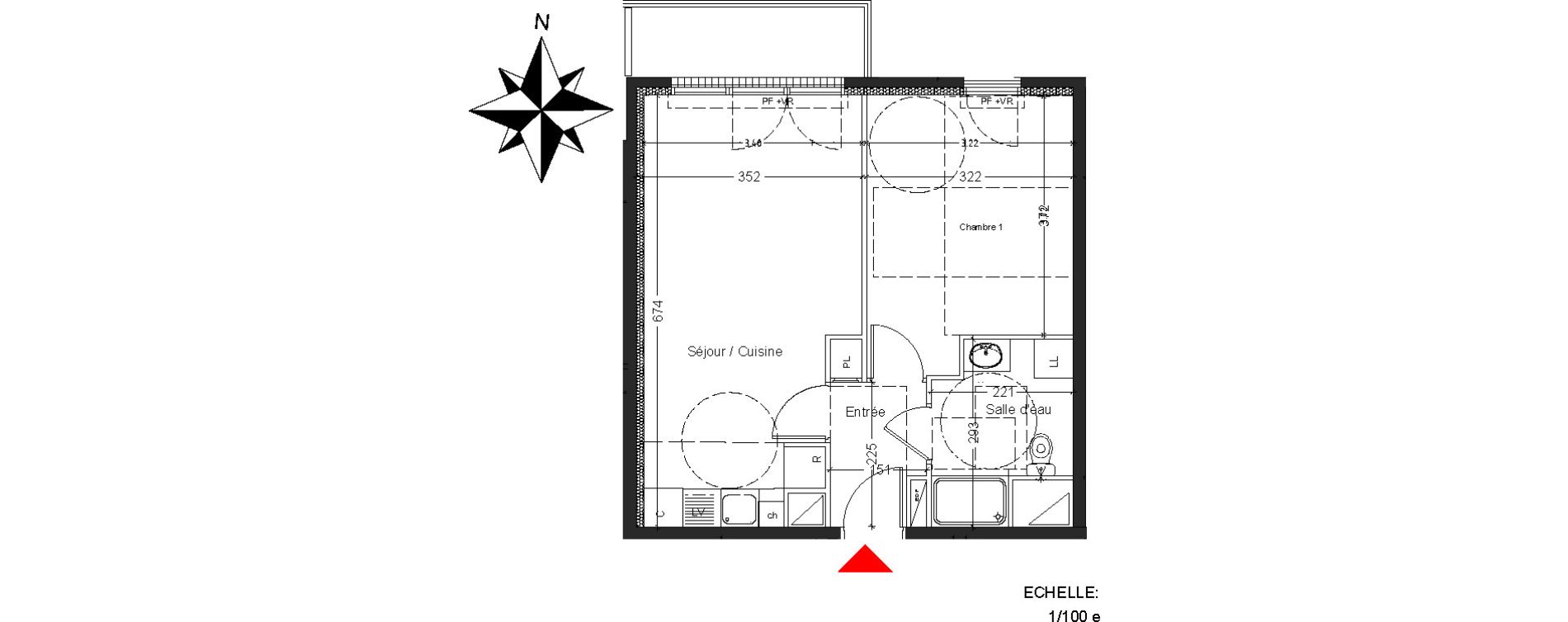 Appartement T2 de 42,64 m2 &agrave; Mont&eacute;vrain Centre