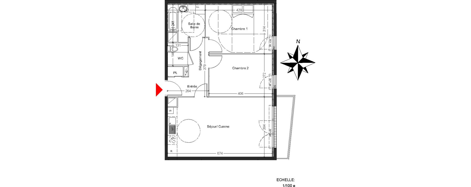 Appartement T3 de 63,74 m2 &agrave; Mont&eacute;vrain Centre