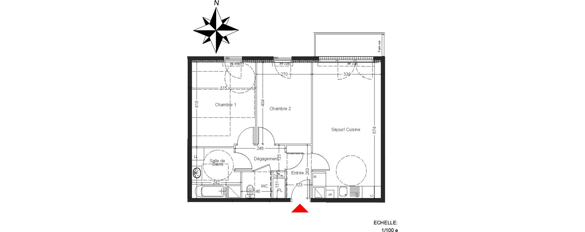 Appartement T3 de 60,33 m2 &agrave; Mont&eacute;vrain Centre