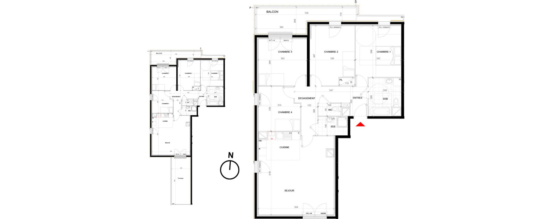 Appartement T5 de 106,46 m2 &agrave; Mont&eacute;vrain Centre