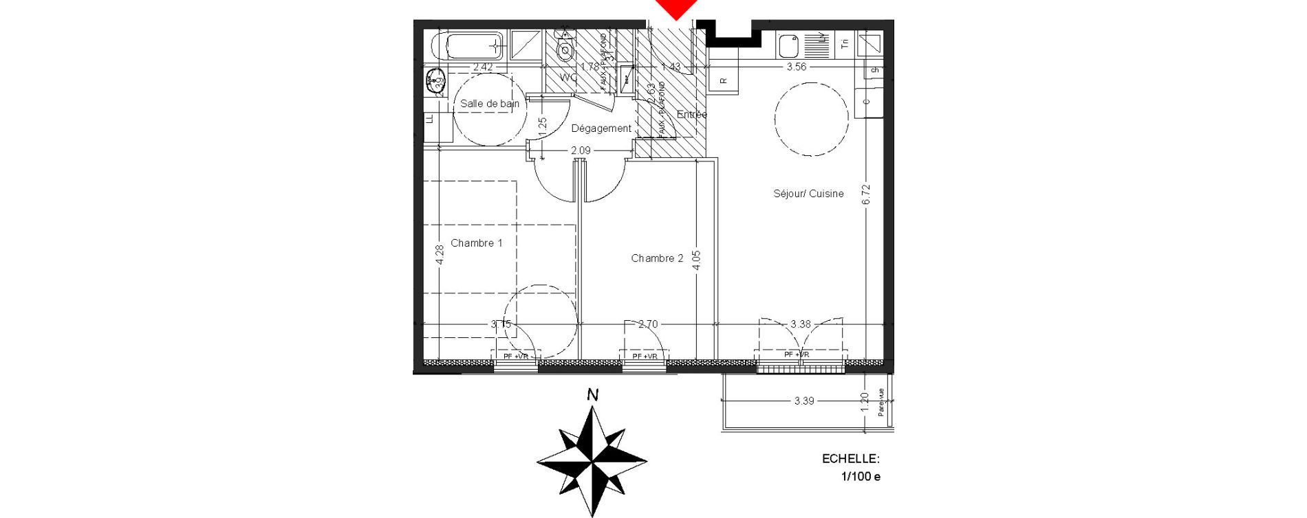 Appartement T3 de 60,10 m2 &agrave; Mont&eacute;vrain Centre
