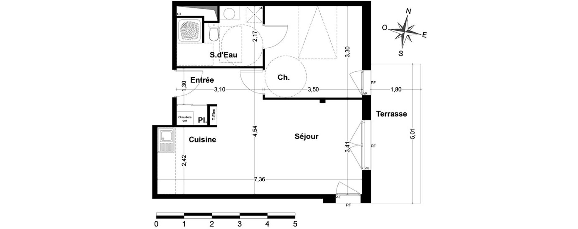 Appartement T2 de 44,90 m2 &agrave; Nandy Centre