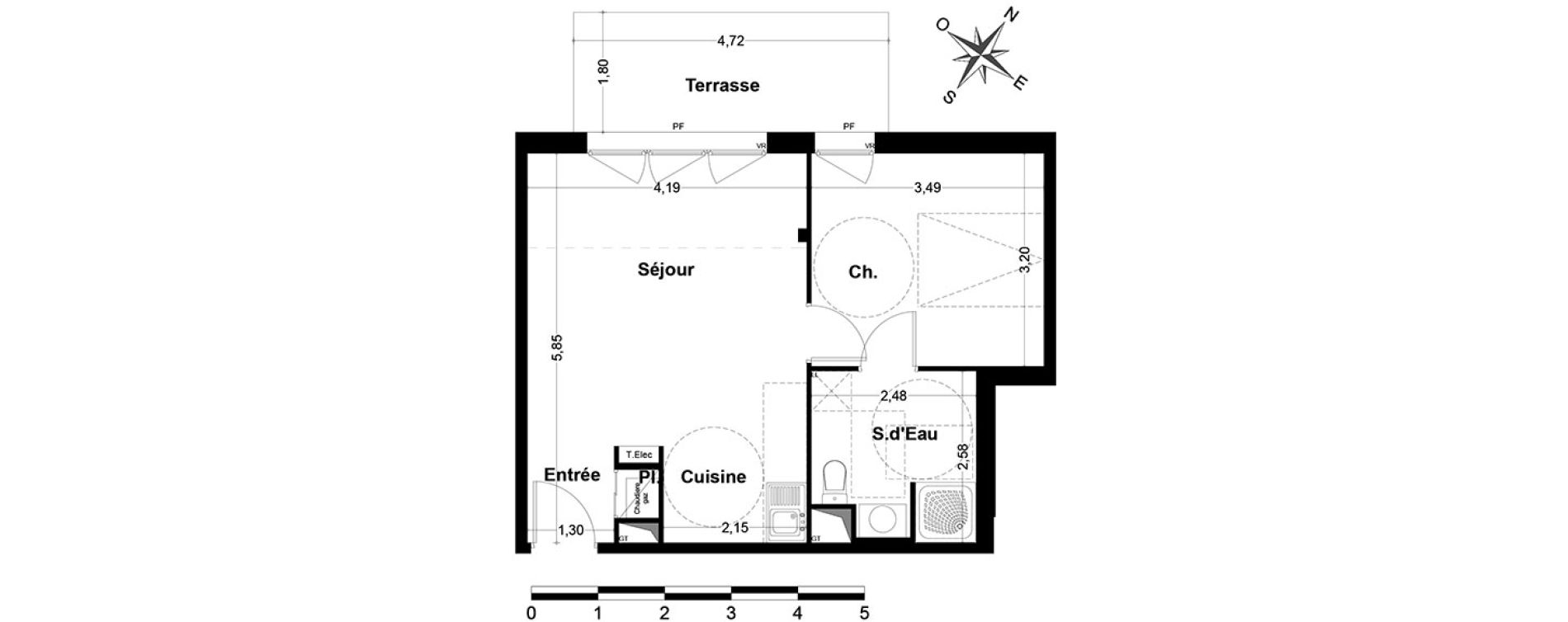 Appartement T2 de 40,94 m2 &agrave; Nandy Centre