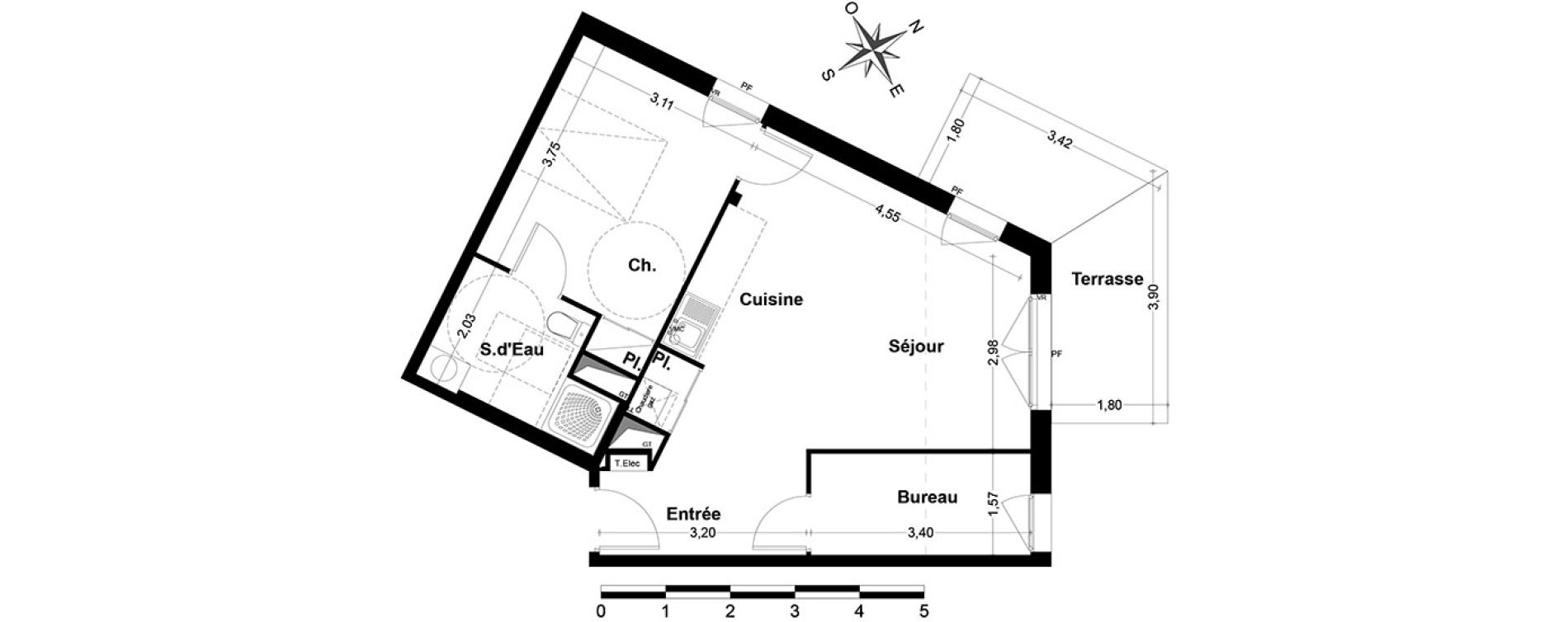 Appartement T3 de 50,05 m2 &agrave; Nandy Centre