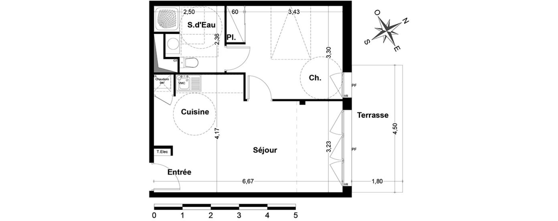 Appartement T2 de 42,06 m2 &agrave; Nandy Centre
