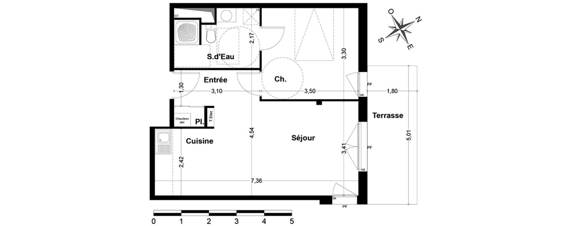 Appartement T2 de 44,99 m2 &agrave; Nandy Centre