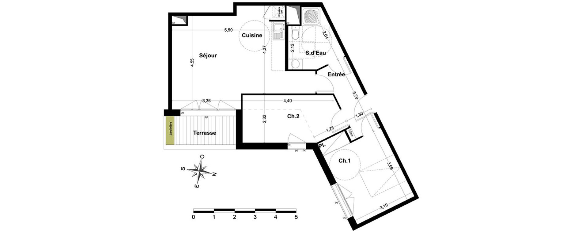Appartement T3 de 60,81 m2 &agrave; Nandy Centre