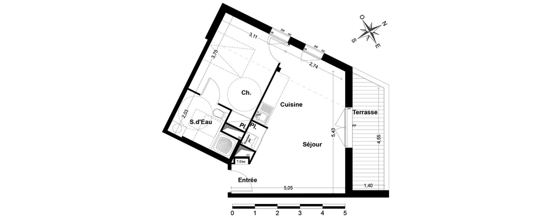 Appartement T2 de 41,71 m2 &agrave; Nandy Centre