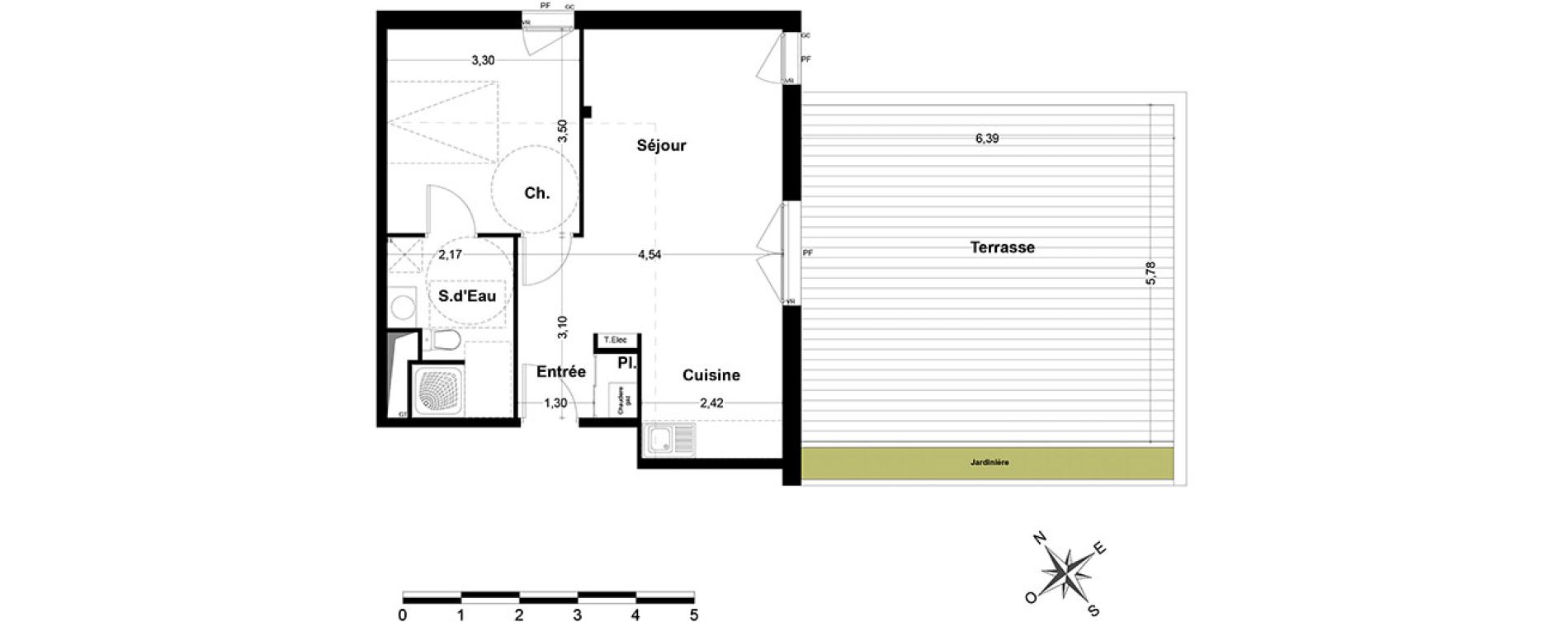 Appartement T2 de 45,19 m2 &agrave; Nandy Centre
