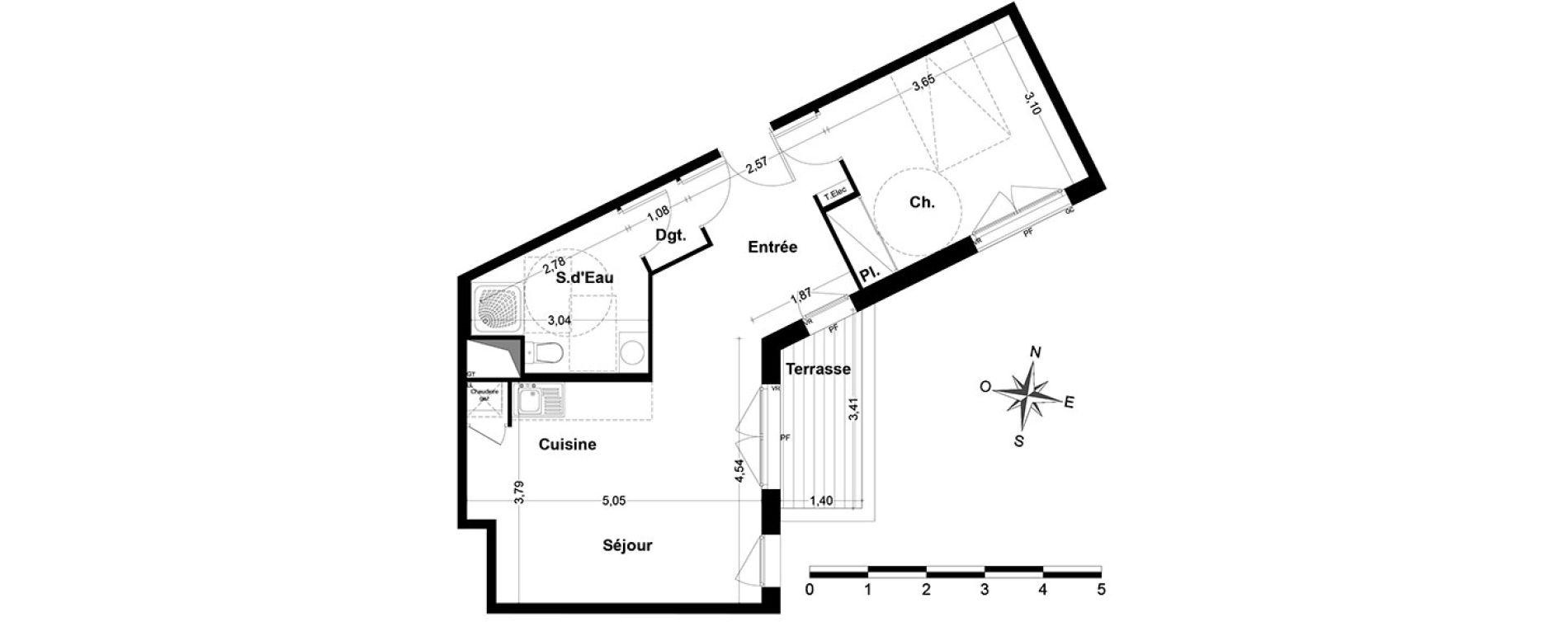 Appartement T2 de 48,30 m2 &agrave; Nandy Centre