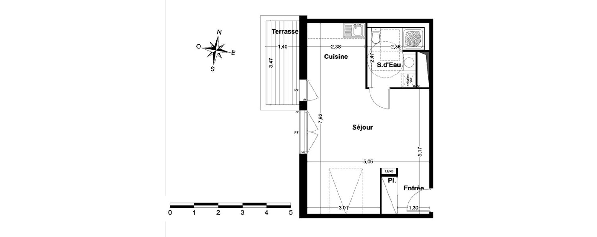 Appartement T1 de 38,60 m2 &agrave; Nandy Centre