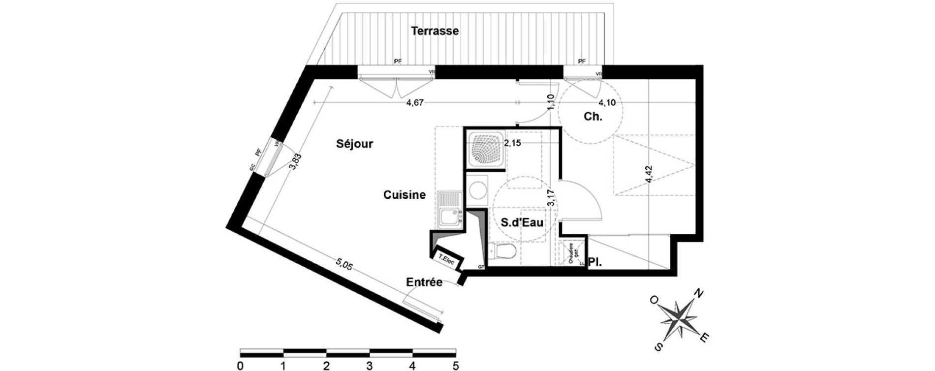 Appartement T2 de 41,83 m2 &agrave; Nandy Centre