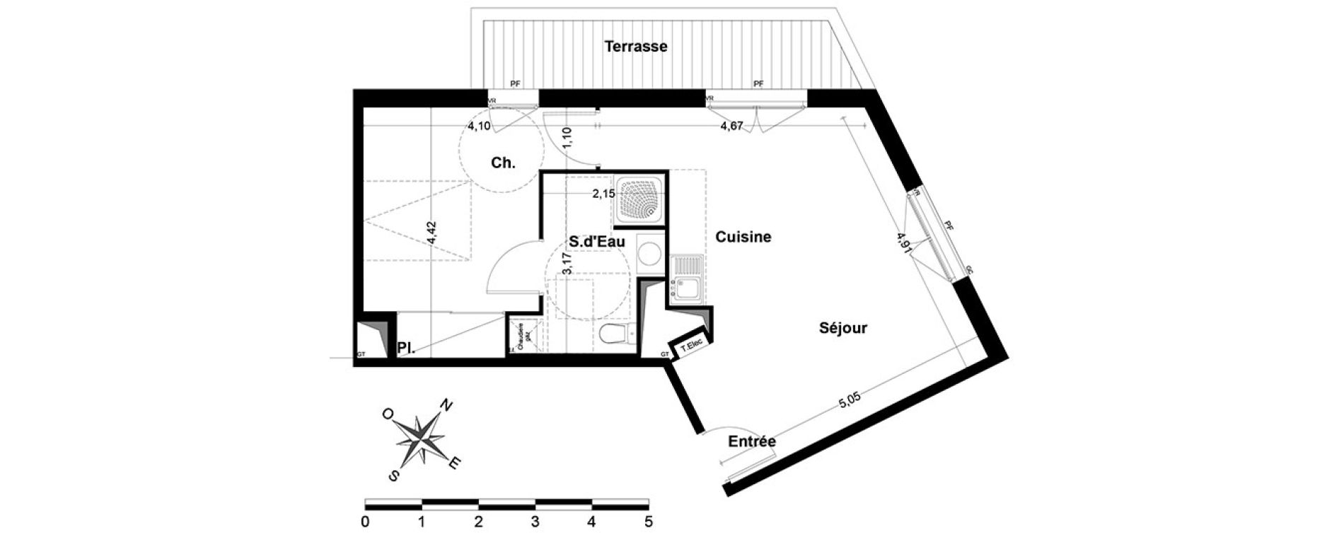 Appartement T2 de 48,41 m2 &agrave; Nandy Centre