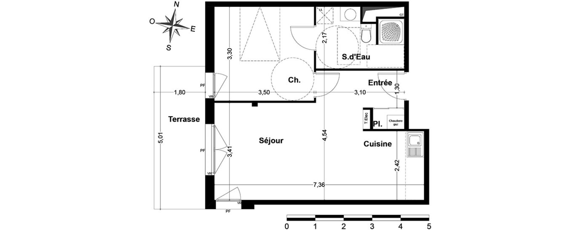 Appartement T2 de 44,89 m2 &agrave; Nandy Centre