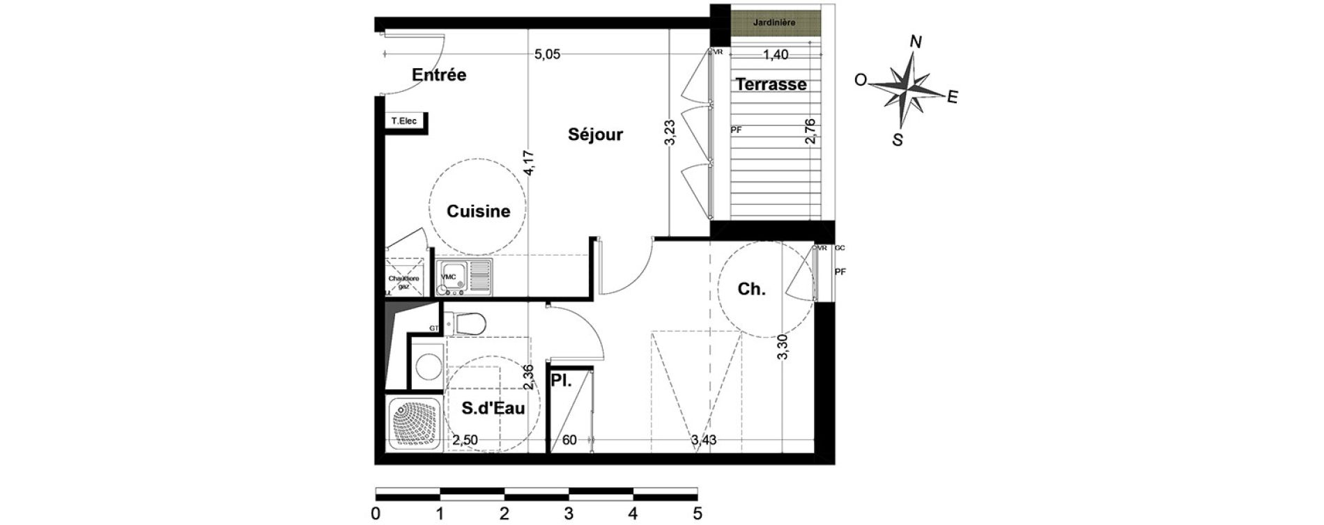 Appartement T2 de 38,86 m2 &agrave; Nandy Centre