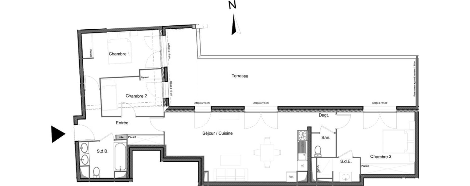 Appartement T4 de 89,76 m2 &agrave; Nemours Rive du loing