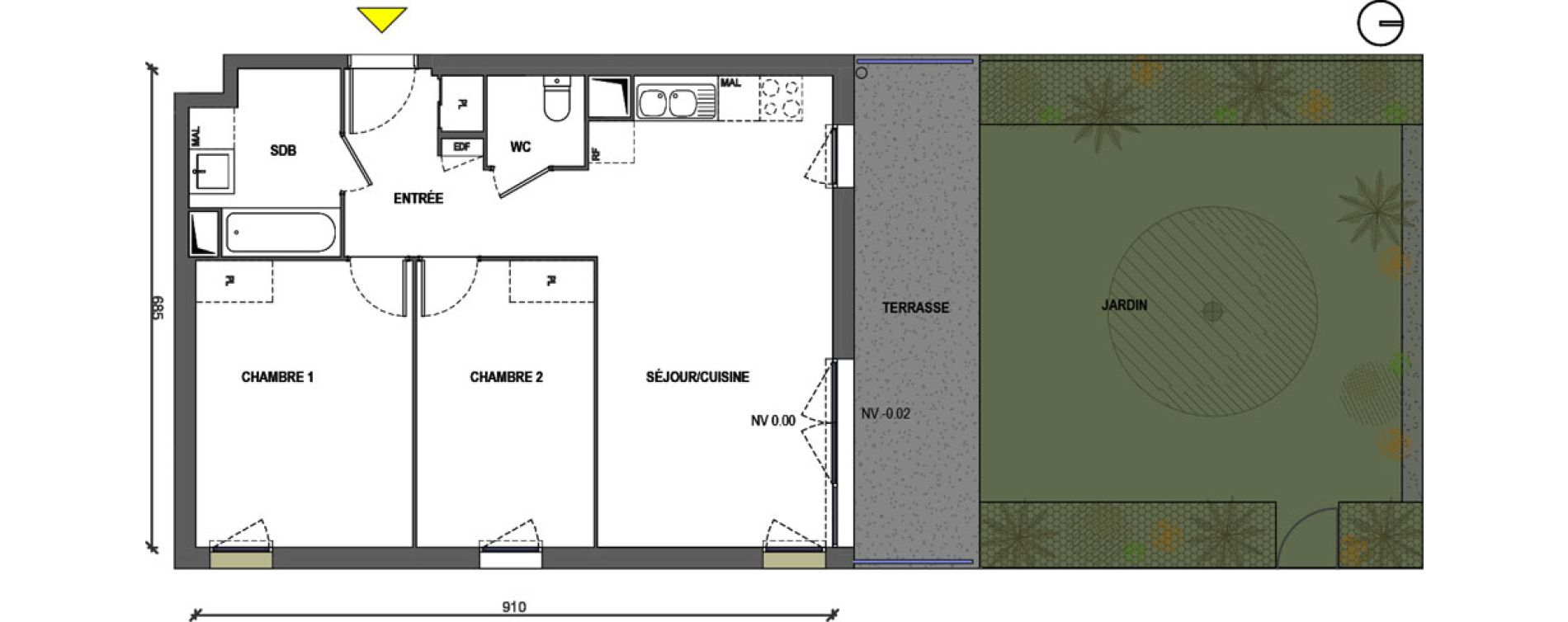 Appartement T3 de 59,78 m2 &agrave; Nemours Centre