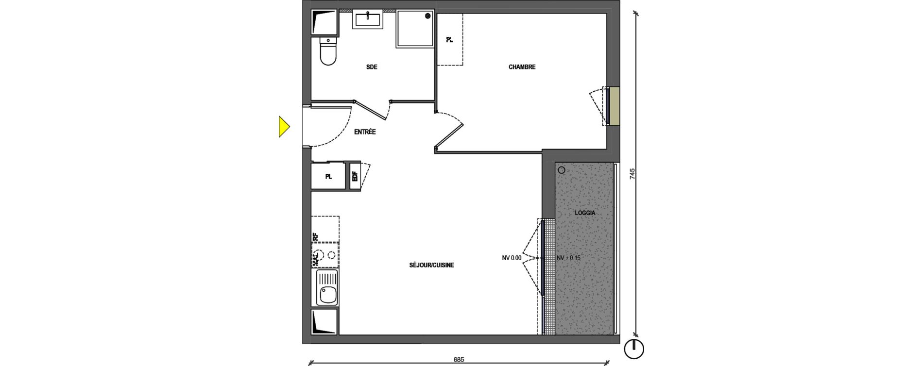 Appartement T2 de 43,48 m2 &agrave; Nemours Centre