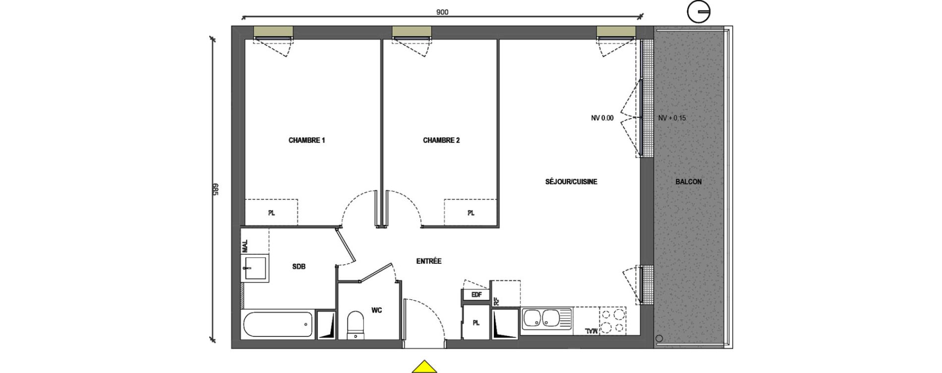 Appartement T3 de 59,68 m2 &agrave; Nemours Centre